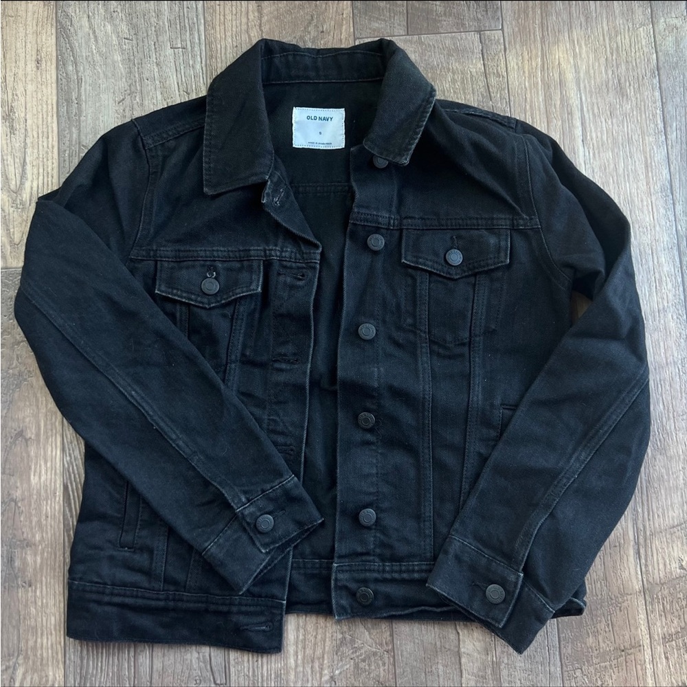 Old Navy Black Denim Jean Jacket Small casual Button outerwear women’s